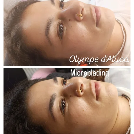 Avant et après d'un service de microblading sur des sourcils.